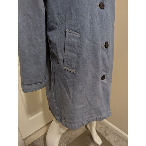 Denim & Company Women Size Medium Long Light Wash Denim Cotton Coat - Picture 4 of 10